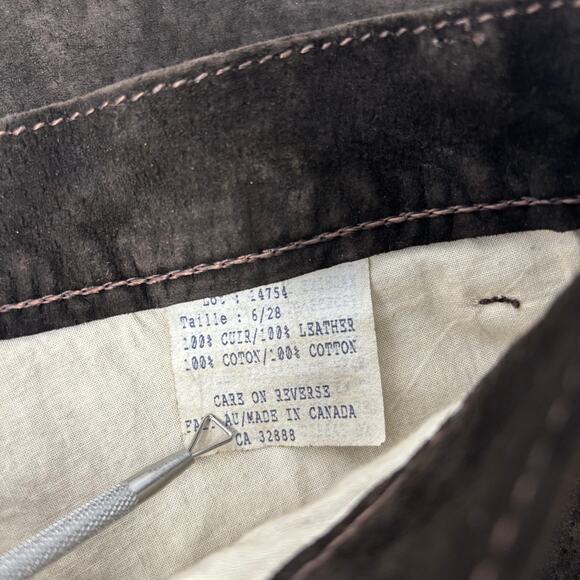 Vintage Skotts Suede 28x32 Dark Brown Washable Leather Double Knee Pants NWT - Picture 3 of 8